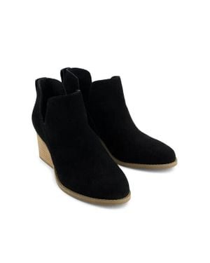 TOMS Gwen 10021339 Boot Suede Wedge Heel Ankle Bootie Zpo2356 - Black