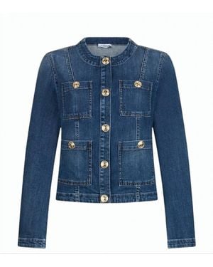 Liu Jo Faded Denim Mandarin Collar Jacket - Blue