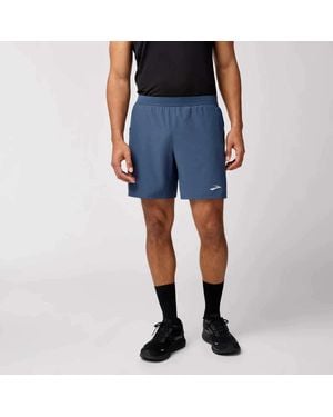 Brooks Journey Shorts Slate Stretch 7" Inseam Elastic Waist Gbo3912 - Blue