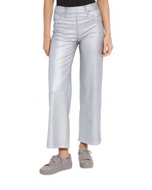 Lyssé Metallic Coated Wide Leg Denim Pant - Blue