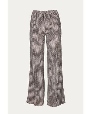 ES COLLECTION Relaxed Slit-Hem Printed Jersey Pant - Gray