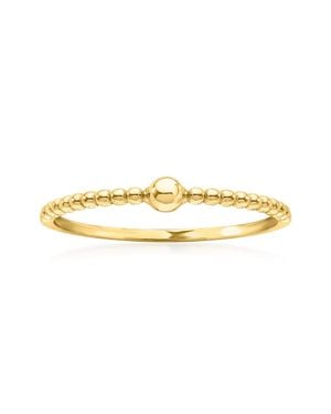 RS Pure By Ross-Simons 14Kt Beaded Ring With Ball - Metallic