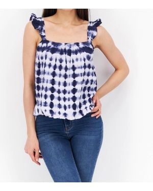 BB Dakota Square Neck Sleeveless Tie-Dye Top - Blue
