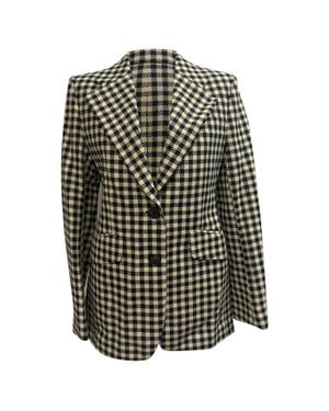 Victoria Beckham Houndstooth Tweed Blazer - Green