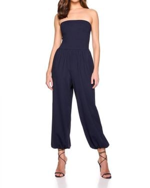 Susana Monaco Tube Gathered Ankle Jumpsuit - Blue