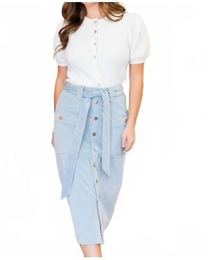 Cartolina Nantucket Colette Corduroy Midi Skirt - Blue
