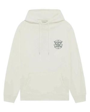 Drole de Monsieur Cotton Hoodie With Braided Slogan Detail - White