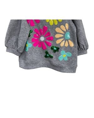 See And Be Seen Flower Sweatshirt - Gray