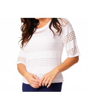 Keren Hart Crochet Sleeve Top - White