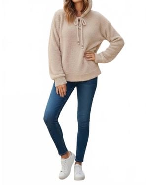 Pol Cozy Textured Drawstring Hoodie - Natural