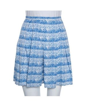 Weekend by Maxmara Printed Cotton Pleated Mini Skirt - Blue