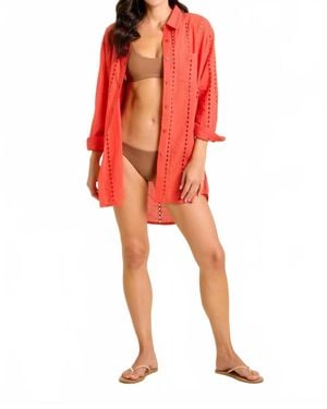 Sitano Po Shirt Dress - Red