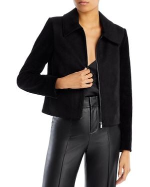 BCBGMAXAZRIA Faux Suede Lightweight Bomber Jacket - Black