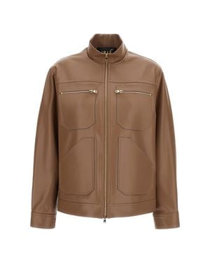 Irie High Collar Leather-Like Jacket - Brown