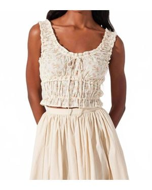 Astr Kissel Floral Eyelet Cropped Top - Natural