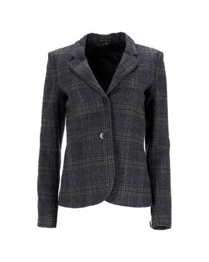 Theory Plaid Single-Breasted Blazer - Black