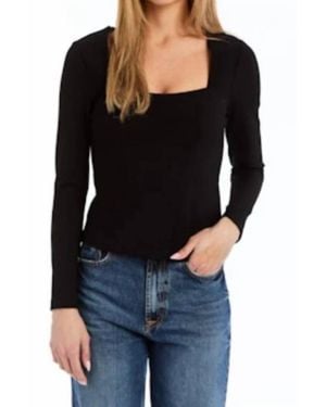 Drew Belen Square Neck Long Sleeve Top - Black