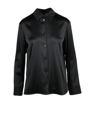 MM by Max Mara Stretch Silk Emiro Satin Shirt - Black