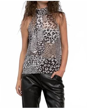 Elan Sleeveless Halter Tie Front Tank Top - Black