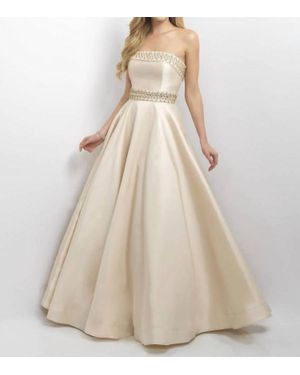 Blush Prom Mikado Strapless Evening Gown - Natural