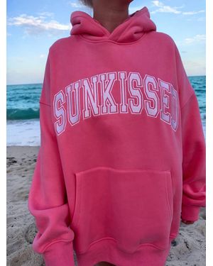 Sunkissed Coconut Varsity Embroider Hoodie - Pink