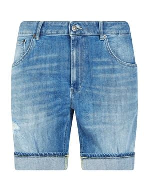 Dondup Medium Faded Cuffed Denim Bermuda Shorts - Blue