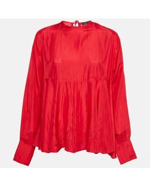 JOSEPH Crinkle Silk Loose Fit Blouse - Red