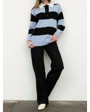 Moon River Tori Polo Sweater - Black