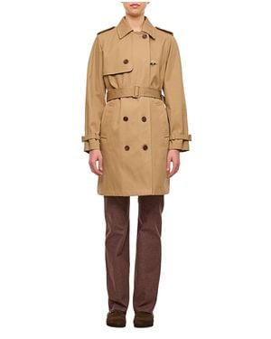Fay Double-Breasted Trench Coat With Adjustable Straps And Classic Design - Natural