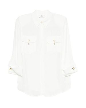 Elisabetta Franchi Ivory Long-Sleeved Shirt With Classic Collar - White