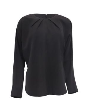 TOTEME Gathered-Neck Long Sleeve Blouse - Black