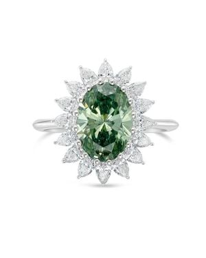 Diana M. Jewels 14Kt Lab Grown Diamond Oval Engagement Ring Weighing 2.92 Cts - Green