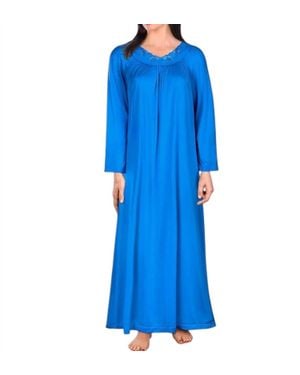 Shadowline Lingerie Petals 53 Inch Long Sleeve Gown - Blue