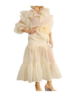 Mulla Flower Belt Organza Skirt - Natural