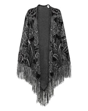 Philipp Plein Jacquard Wool Cape Paisley Foulard - Gray