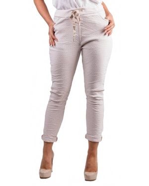 Gigi Moda Diamante Tie-Waist Pants - Natural