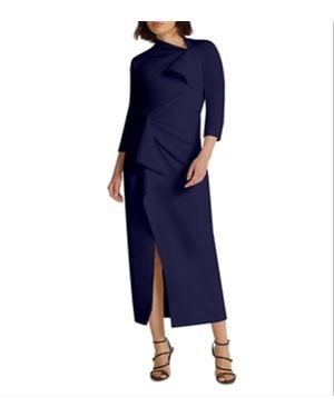 Safiyaa Avery Draped Crepe Midi Dress Size 4 - Blue