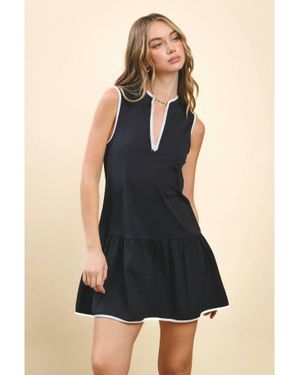 TCEC Athletic Front Quarter Zip Dress - Black