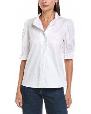 tyler boe Gwen Cotton Ruffle 3/4 Sleeve Top - White