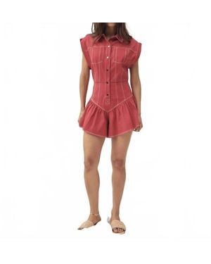Saylor Kiera Denim Romper - Red