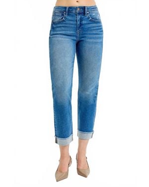 Risen High Rise Boyfriend Fit Ankle Jeans - Blue