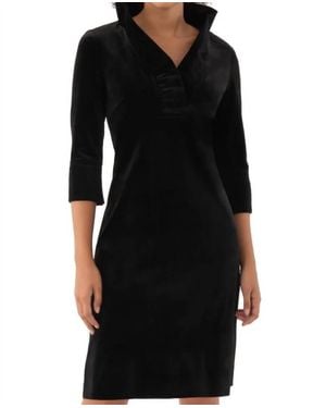 Gretchen Scott Ruffneck Silky Velvet Midi Dress - Black
