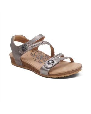 Aetrex Jillian Braided Quarter Strap Sandal - Metallic