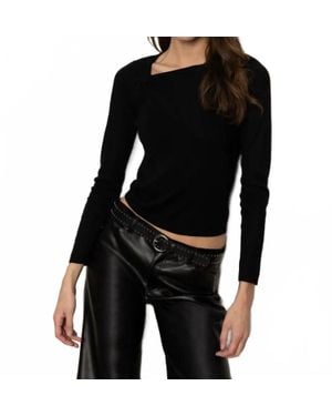 Sanctuary Long Sleeve Shoulder Twist Top - Black