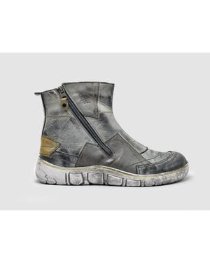 KCR Group Original Wool-Lined Zip-Up Leather Boots - Gray