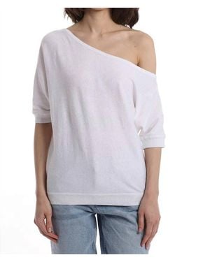Minnie Rose Cotton Cashmere Short Sleeve Off-The-Shoulder Top - Purple