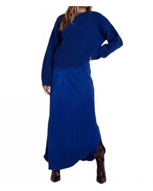 Bella Dahl Asymmetric Side Slit Bias Skirt - Blue