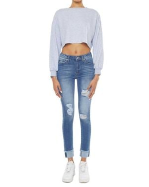 Kancan Gemma Mid Rise Ankle Skinny Jean - Blue