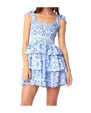 Olivaceous Amalfi Ruffled Dress - Blue