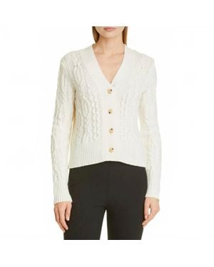 Vince Triple Braid Cable Wool Cashmere Cardigan - White